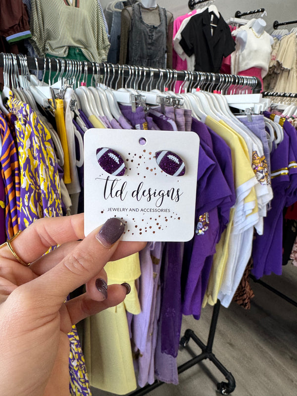 Acrylic Glitter Football Earrings