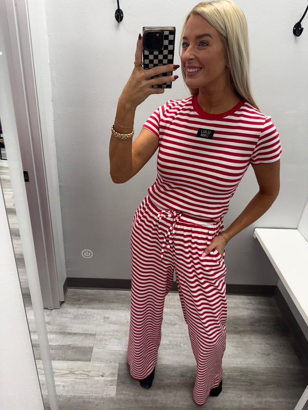 Red Stripe Baby Doll Top