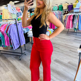 Making My Way Seam Red Denim Pants
