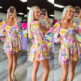 Pastel Pink Yellow Purple  Romper