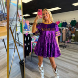 Purple and Gold Sequin Gameday Dress | FINAL SALE
