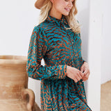 Teal and Rose Gold Velvet Dress