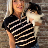 Zip It | Black and Cream Zip Top