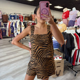 Tiger Print Asymmetric Draped Mini Wrap Skort