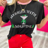 Merrier with a Martini Sequin Embroidered Tee