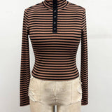 Striped Mock Neck Henley Lounge Set