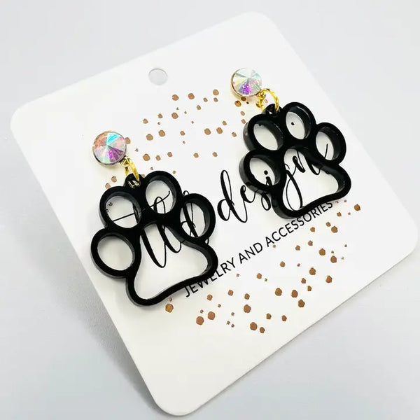 Black and Iridescent Paw Earring