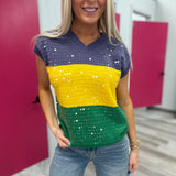 Sequin Mardi Gras Sweater Vest