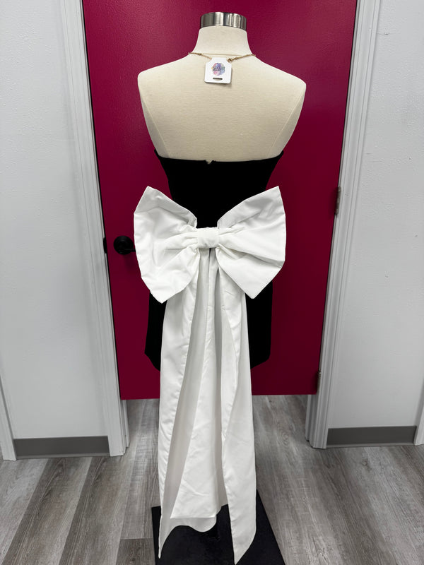 Black Bow Back Mini Dress