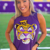 Lsu Vintage Tiger (Licensed) | Women's Sequin Tank Purple