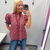 Wine and Pink Pattern Top