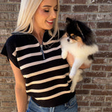 Zip It | Black and Cream Zip Top
