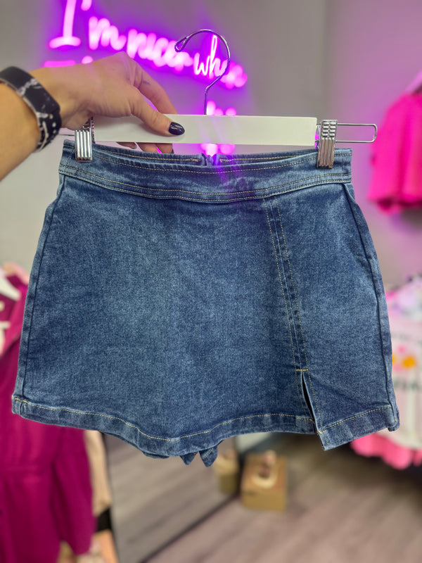 Mini Denim Skort - Dark Denim