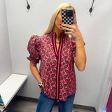Wine and Pink Pattern Top