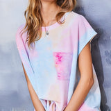 Stir Crazy Round Neck Sleeveless Pocket Side Slit Tie-Dye Top