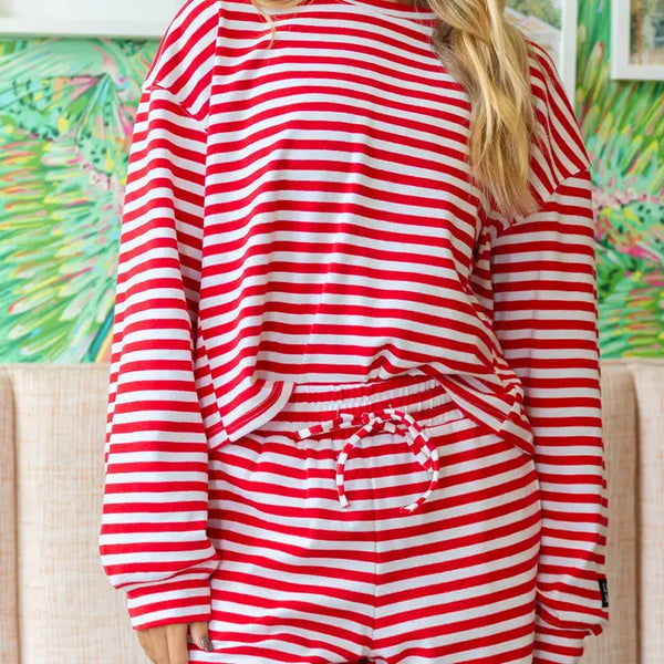 Stripe Longsleeve Top-Red | LULU MAC