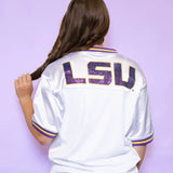 LSU Tiger Eye (Licensed) | Sequin Design Football Jersey White