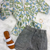 Sunny Drive Sage Denim Lightweight Shorts