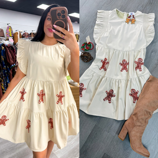 Gingerbread Faux Leather Dress