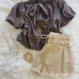 Gingham Bubble Sleeve Top
