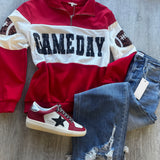 Gameday Red Black Zip Pullover