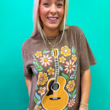 Guitar and Flowers Graphic Tee