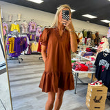 Drawn To You V-Neck Dress - Warm Brown