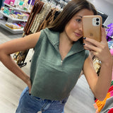 Sleeveless Zip Up Sweater Vest