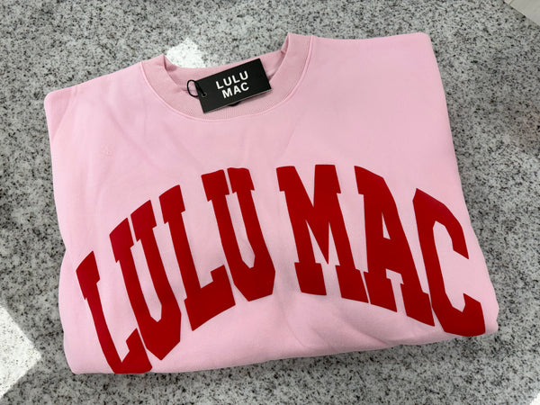 Red & Baby Pink Puff Letter Sweatshirt | LULU MAC