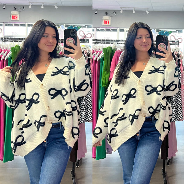 Oversized Bow Cardigan