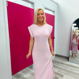 Purple and Cream Stripe Dress