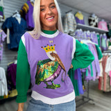 Mardi Gras Pelican | Sequin Sleeveless Sweater
