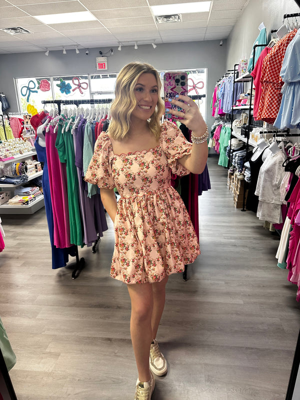 Better Times Floral Scallop Dress