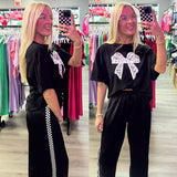 Lace Bow Embroidered Oversized T-Shirt