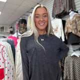 SALE | Washed Ribbed Dolman Sleeve Round Neck Top