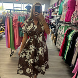 Espresso Color Abstract Pattern Dress | FINAL SALE