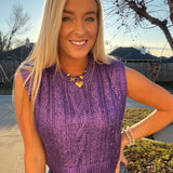 Metallic Purple Sleeveless Sweater