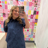 Navy Eyelet Dress