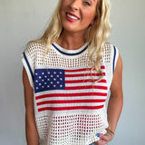 American Flag Crochet Sleeveless Top