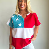 American Flag Mineral Washed Knit Top