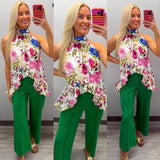 Making My Way Seam Green Denim Pants