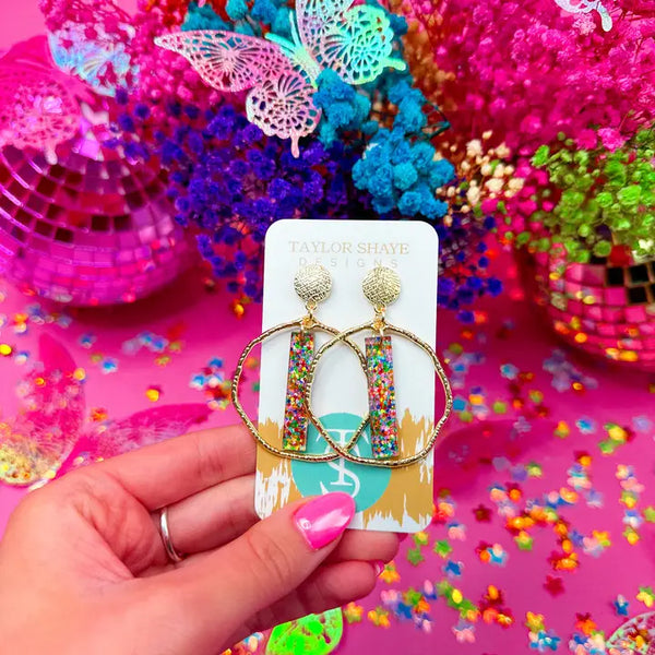 Cindy Confetti Stick Hoops Round | Taylor Shaye