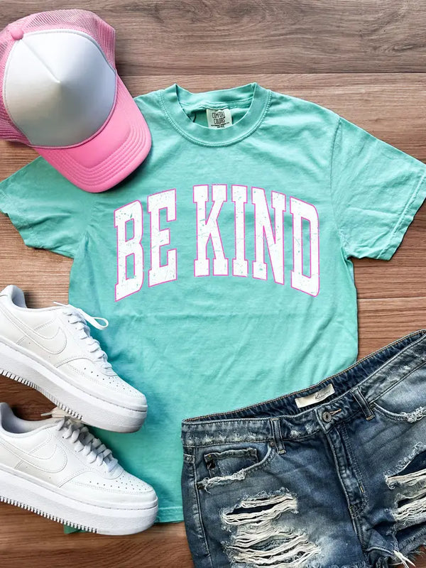 Kind Mint and Pink Graphic Tee