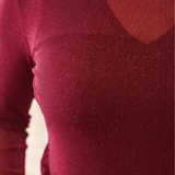 Keigan Mesh Top- Maroon Glitter