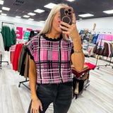 Pretty in Pink Plaid Sweater