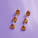 Halloween Candy Corn Enamel W Tassel Post Earrings
