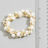 Pearl And Gold Bar Multi-Strand Bracelet