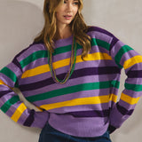 Classic Mardi Gras Stripes Sweater