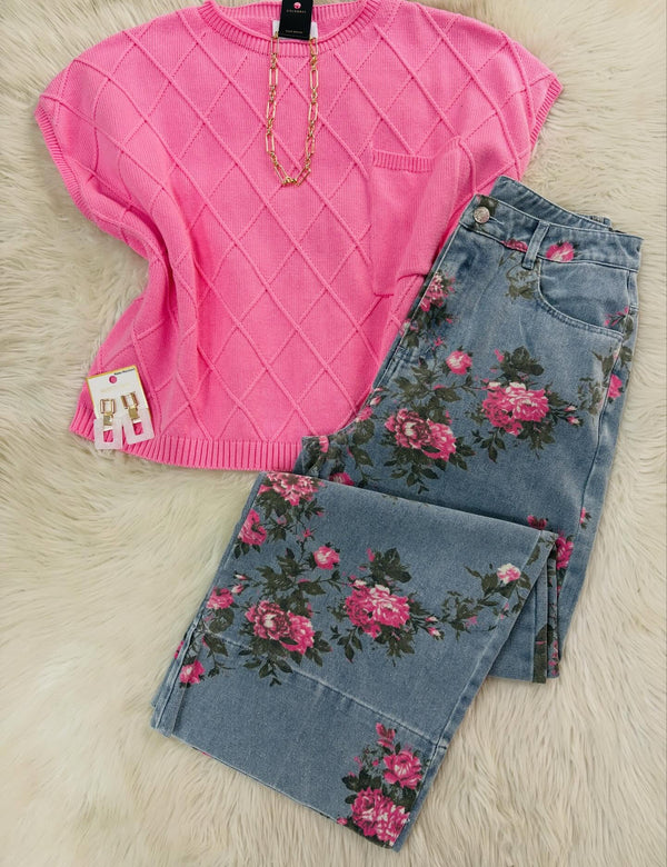 Blush Bloom Denim Pants