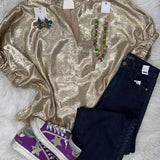Golden Metallic Top | Regular and Plus
